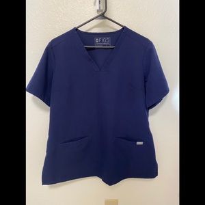 Figs Casma 3-pocket scrub top, large, navy